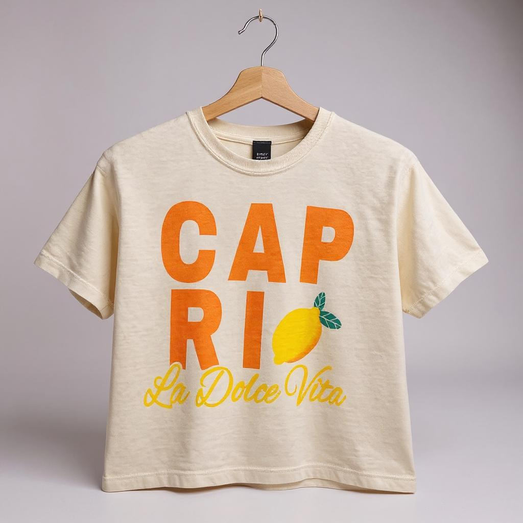 Capri “La Dolce Vita” Lemon Graphic Crop Tee