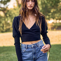 Puff Sleeve Crop Sweater