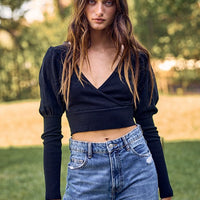 Puff Sleeve Crop Sweater