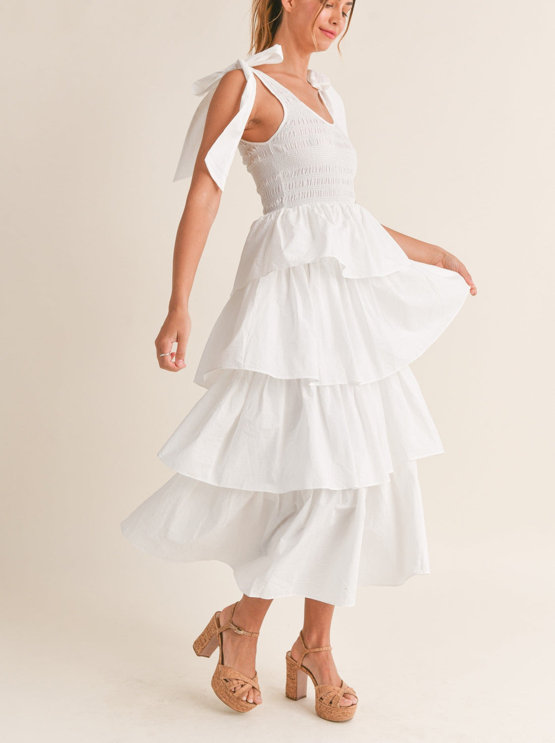 Smoked Top Ruffle Tier Dress