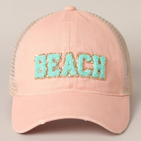 Beach Letter Mesh Back Cap