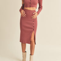 Knit Top and Midi Skirt Set