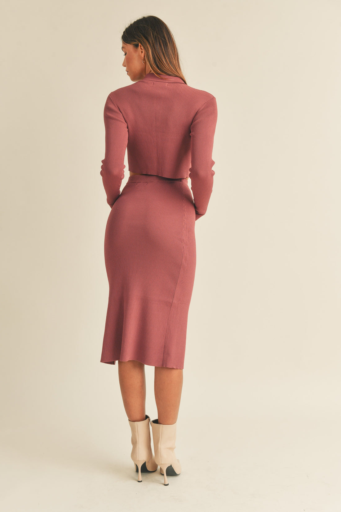 Knit Top and Midi Skirt Set