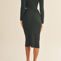 Knit Top and Midi Skirt Set