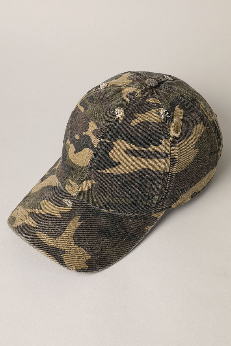 Distressed Camouflage Baseball Cap