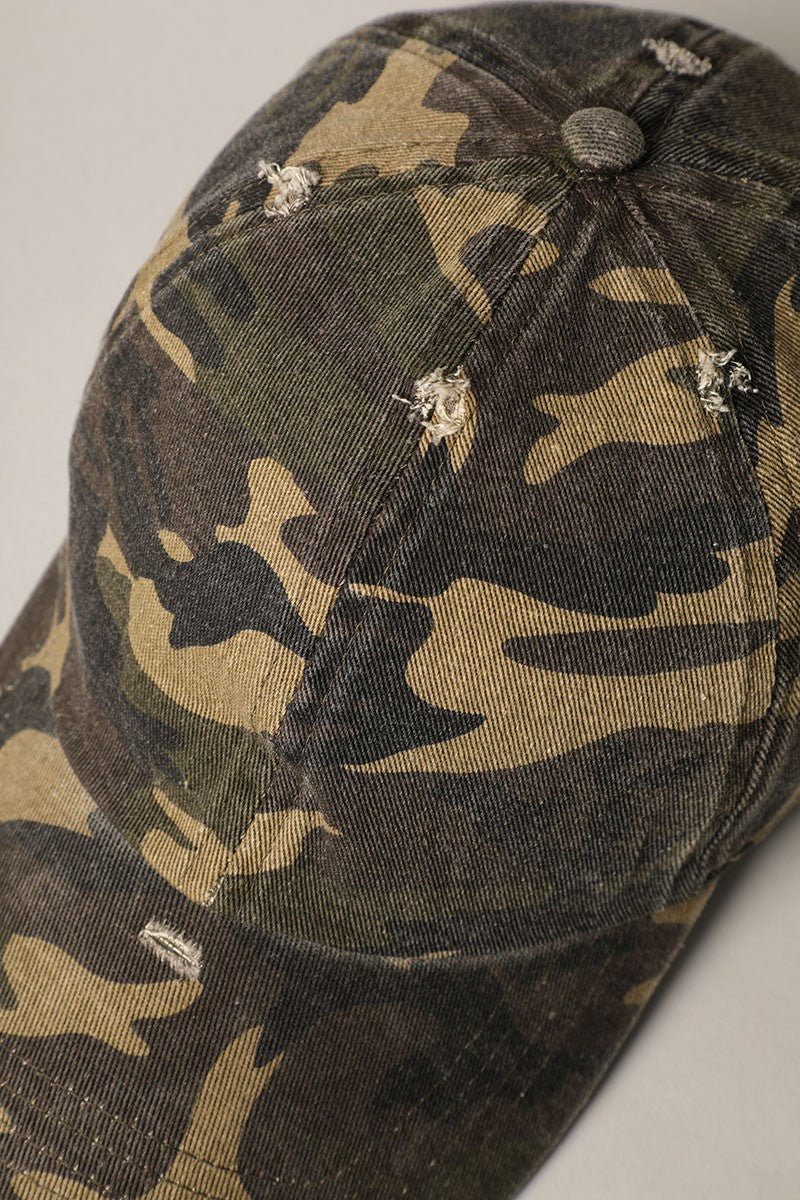 Distressed Camouflage Baseball Cap