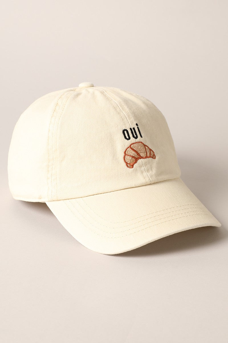 Oui Croissant Baseball Cap