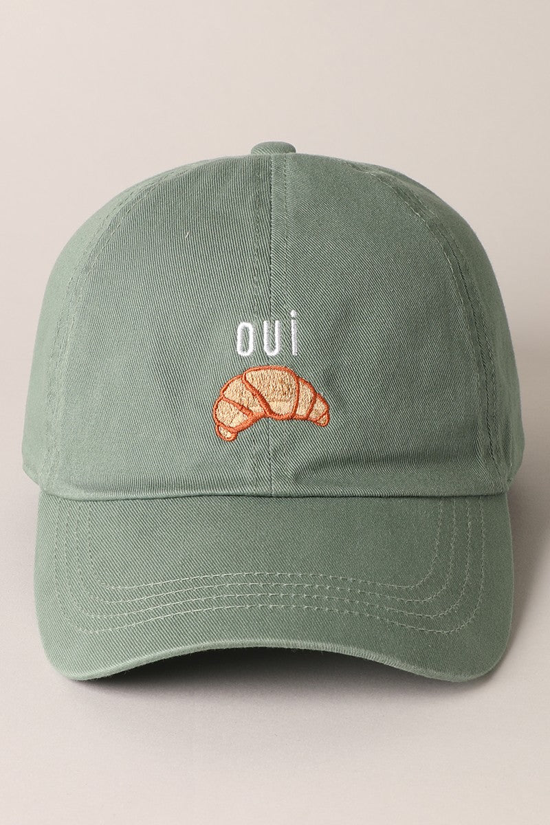 Oui Croissant Baseball Cap