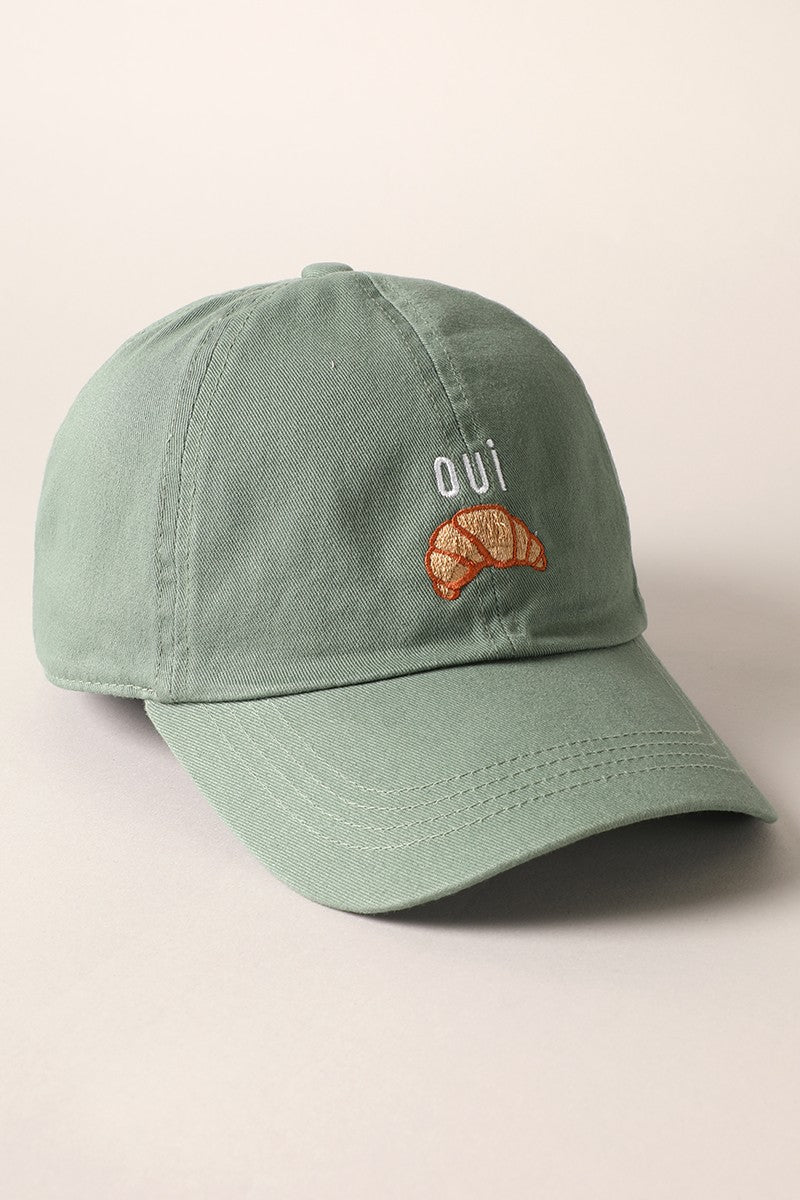 Oui Croissant Baseball Cap