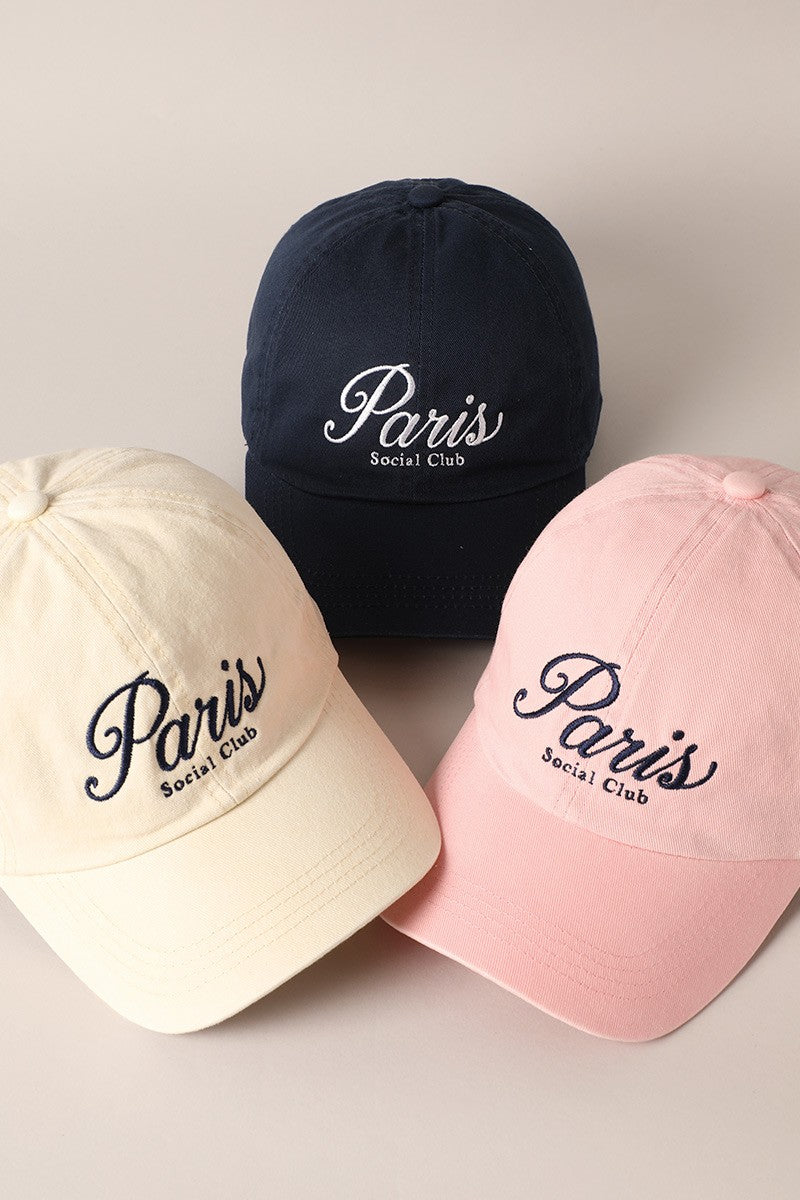 Paris Social Club Embroidered Cap