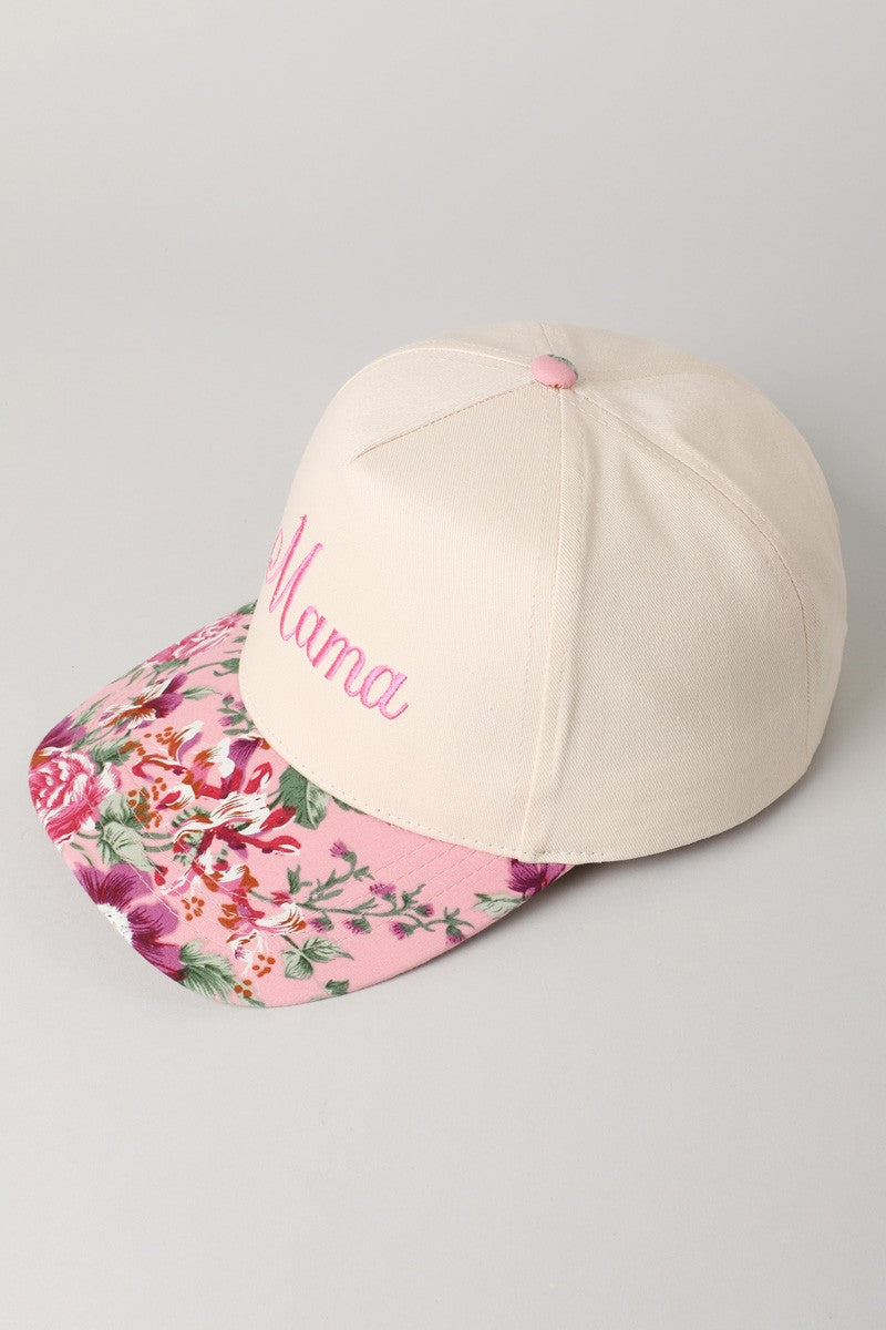 Mama Embroidery Floral Two-Tone Trucker Hat