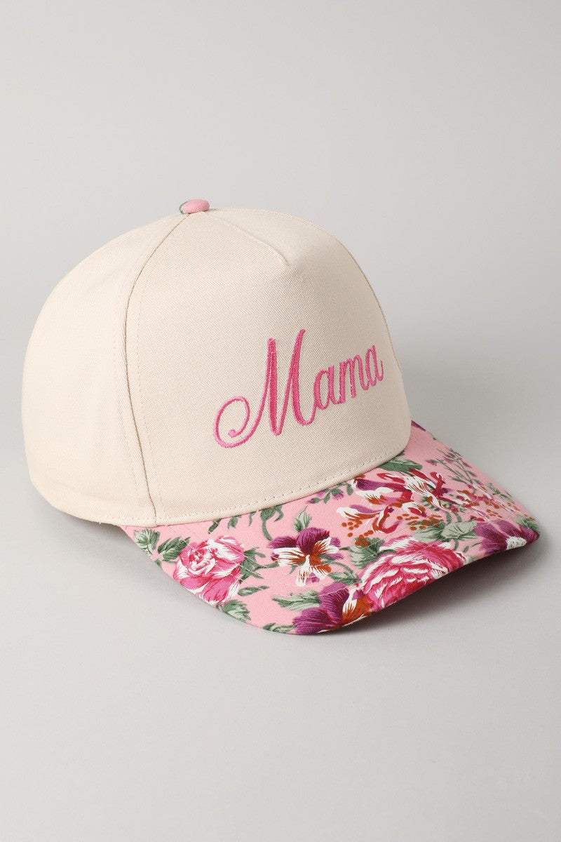 Mama Embroidery Floral Two-Tone Trucker Hat