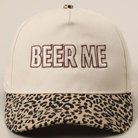 Beer Me Embroidery Leopard Trucker Hat