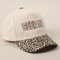 Beer Me Embroidery Leopard Trucker Hat