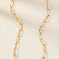 Gold Safety Pin Link Chain Necklace