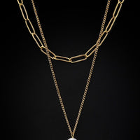 Chain & Pearl Drop Necklace Set