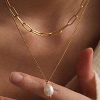 Chain & Pearl Drop Necklace Set