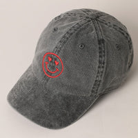 Heart Happy Face Embroidery Cap