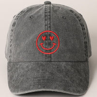 Heart Happy Face Embroidery Cap