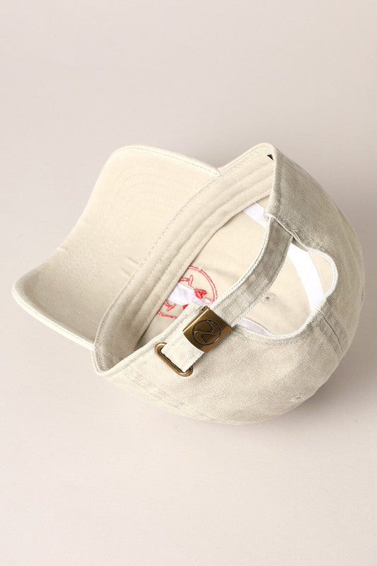 Heart Happy Face Embroidery Cap