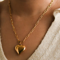 Big Heart Pendant Chain Necklace
