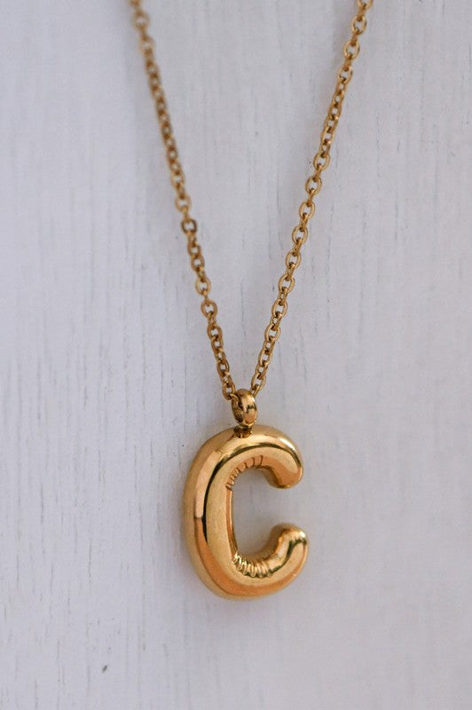Balloon Initial Gold Necklace