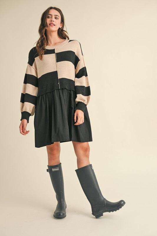 Sweater Knit Top Comfy Dress - Oversized