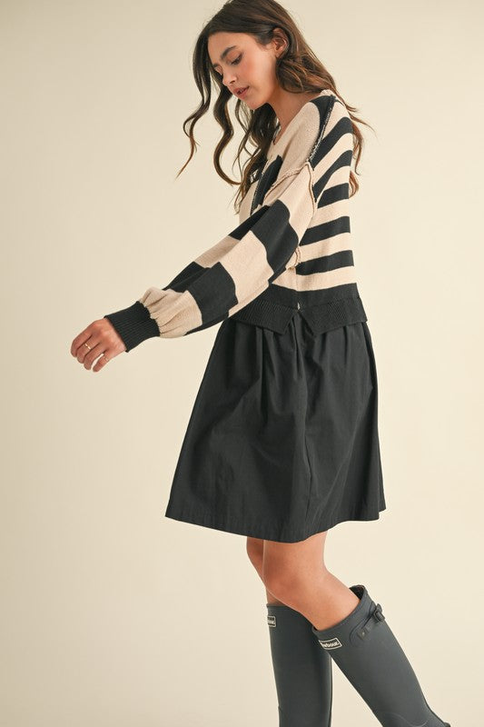 Sweater Knit Top Comfy Dress - Oversized