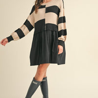 Sweater Knit Top Comfy Dress - Oversized