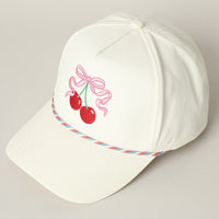 Cherry Ribbon Embroidery Trucker Hat