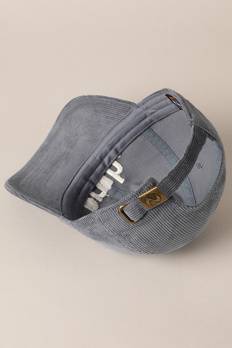 Corduroy Baseball Cap with “bruh.” Embroidery