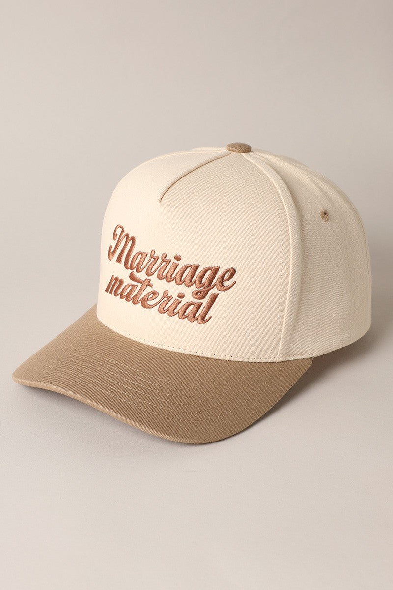 Marriage Material Embroidered Two Tone Cap