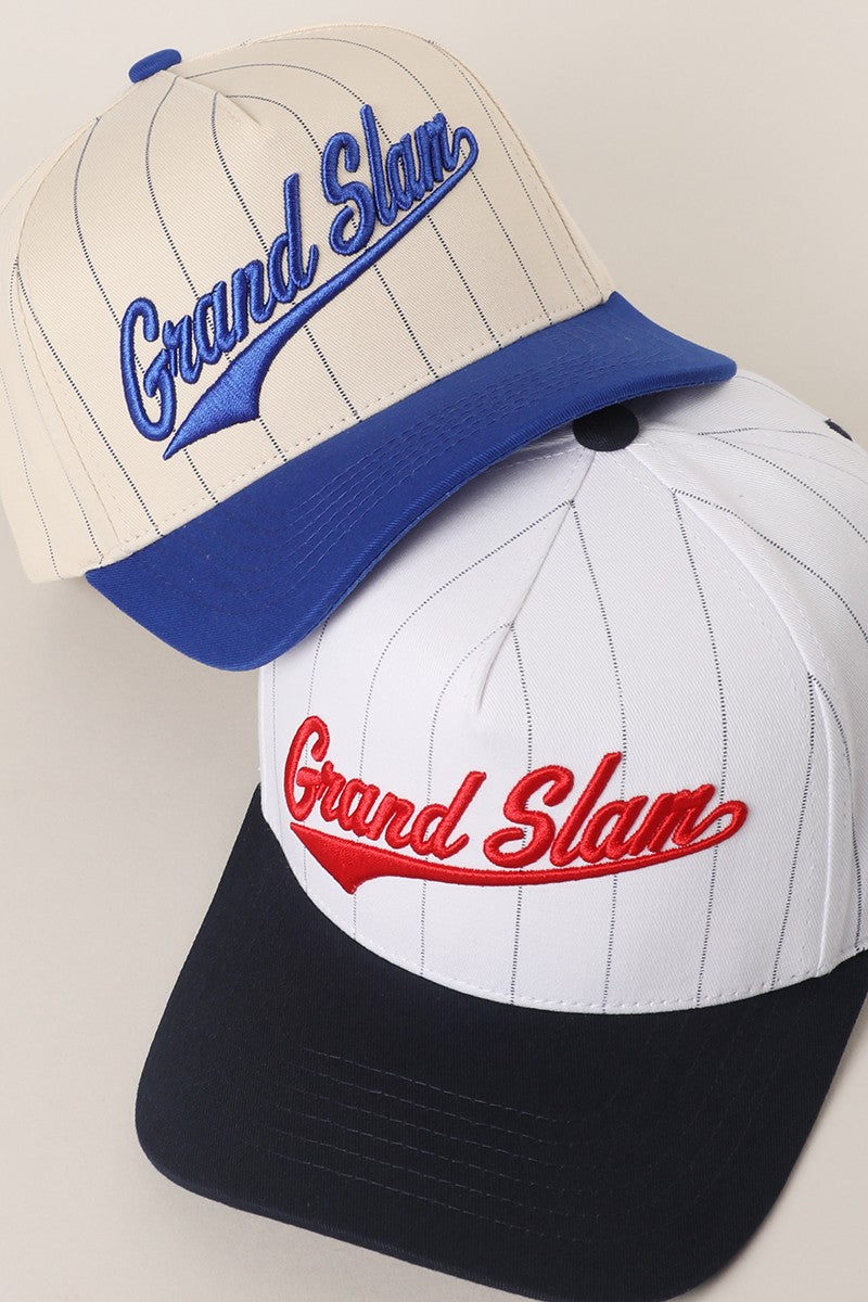 Grand Slam Pinstripe Embroidered Trucker Hat
