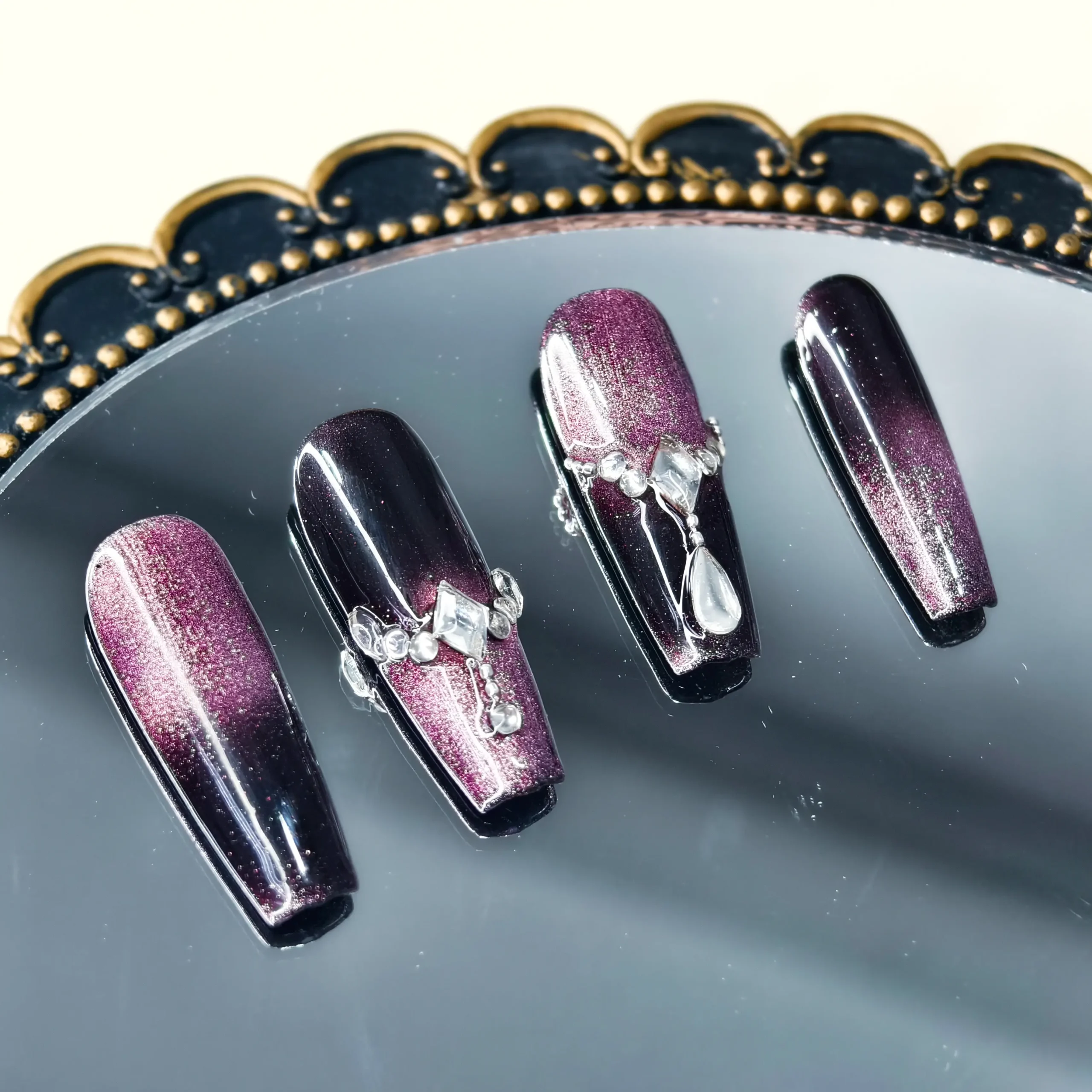 Amadela Angel Tears Gradient Rhinestone Press-On Nails - Image 4