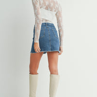 Frayed Denim Mini Skirt
