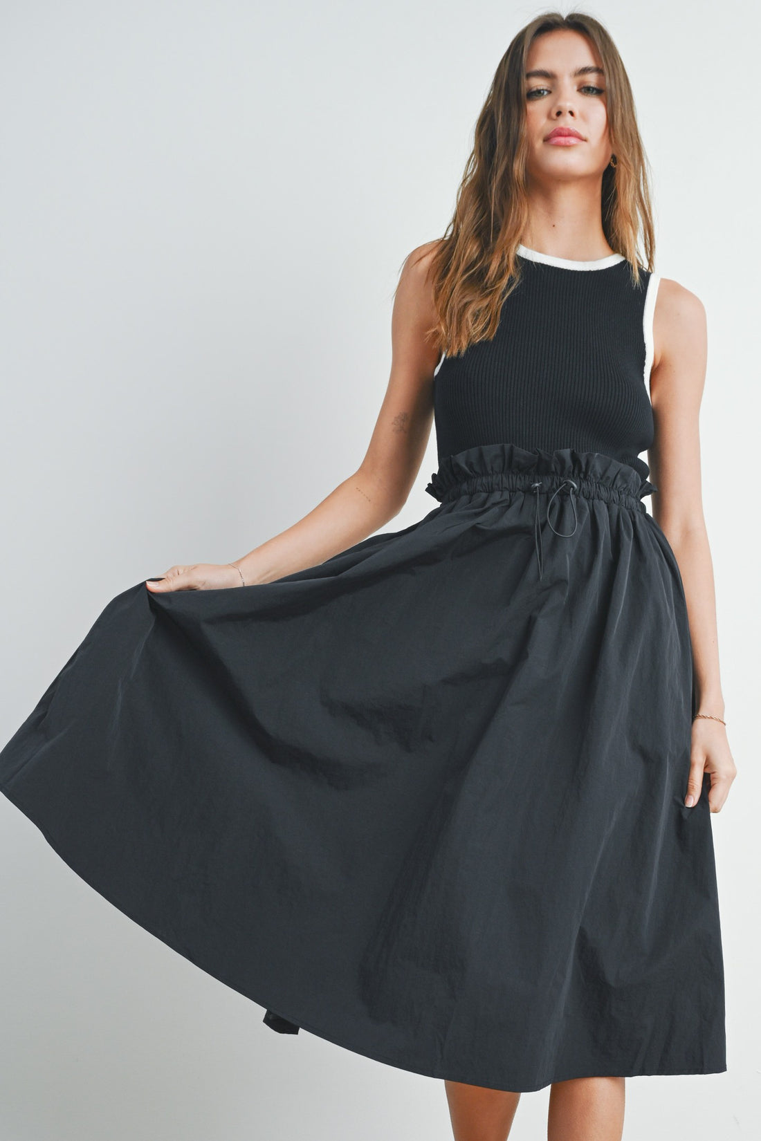 Contrast Tank Twofer Dress