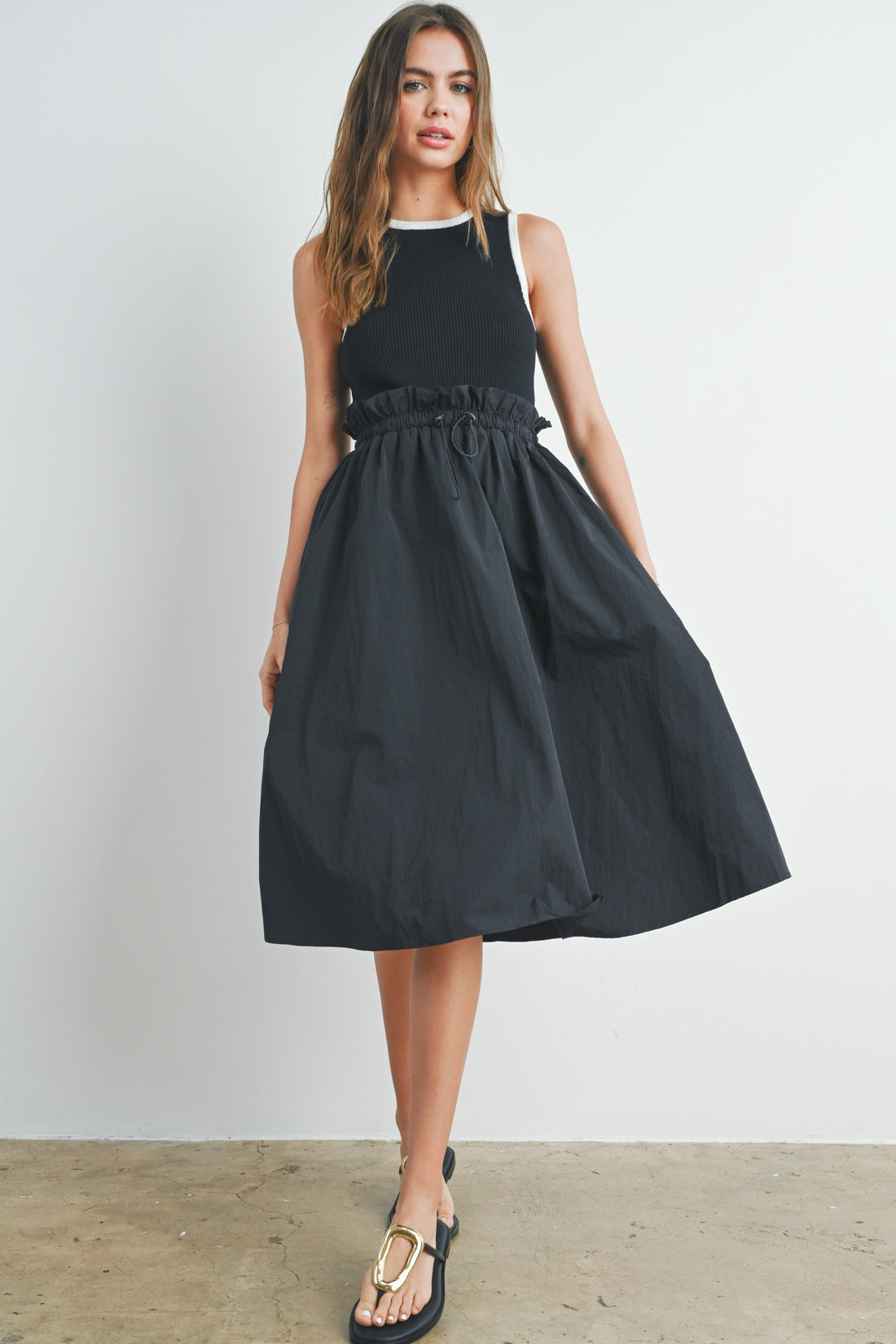 Contrast Tank Twofer Dress