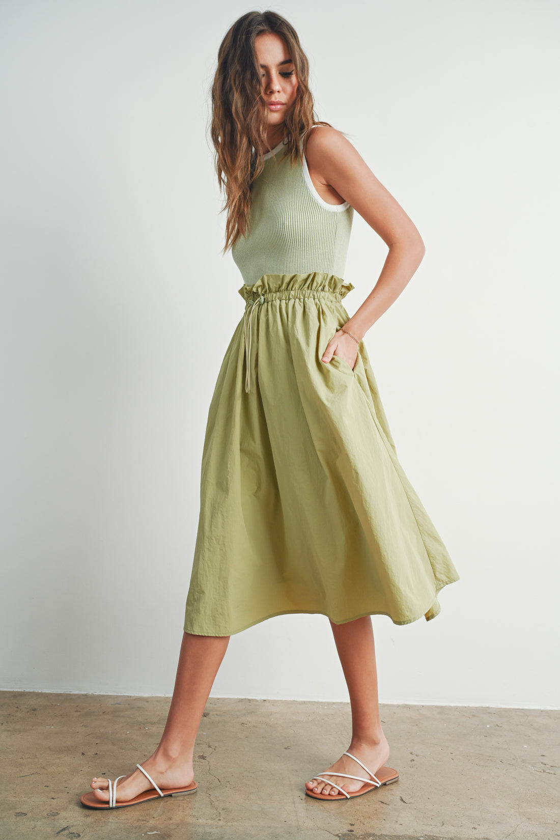 Contrast Tank Twofer Dress