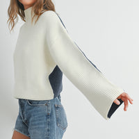 Two Tone Mock Neck Sweater
