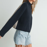 Two Tone Mock Neck Sweater