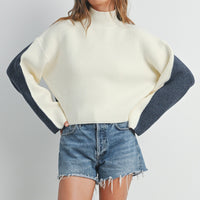 Two Tone Mock Neck Sweater