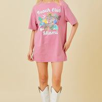 Beach Club Miami Oversized Graphic T-shirt Dress