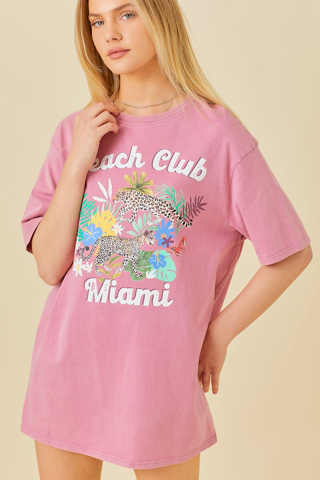 Beach Club Miami Oversized Graphic T-shirt Dress