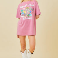 Beach Club Miami Oversized Graphic T-shirt Dress