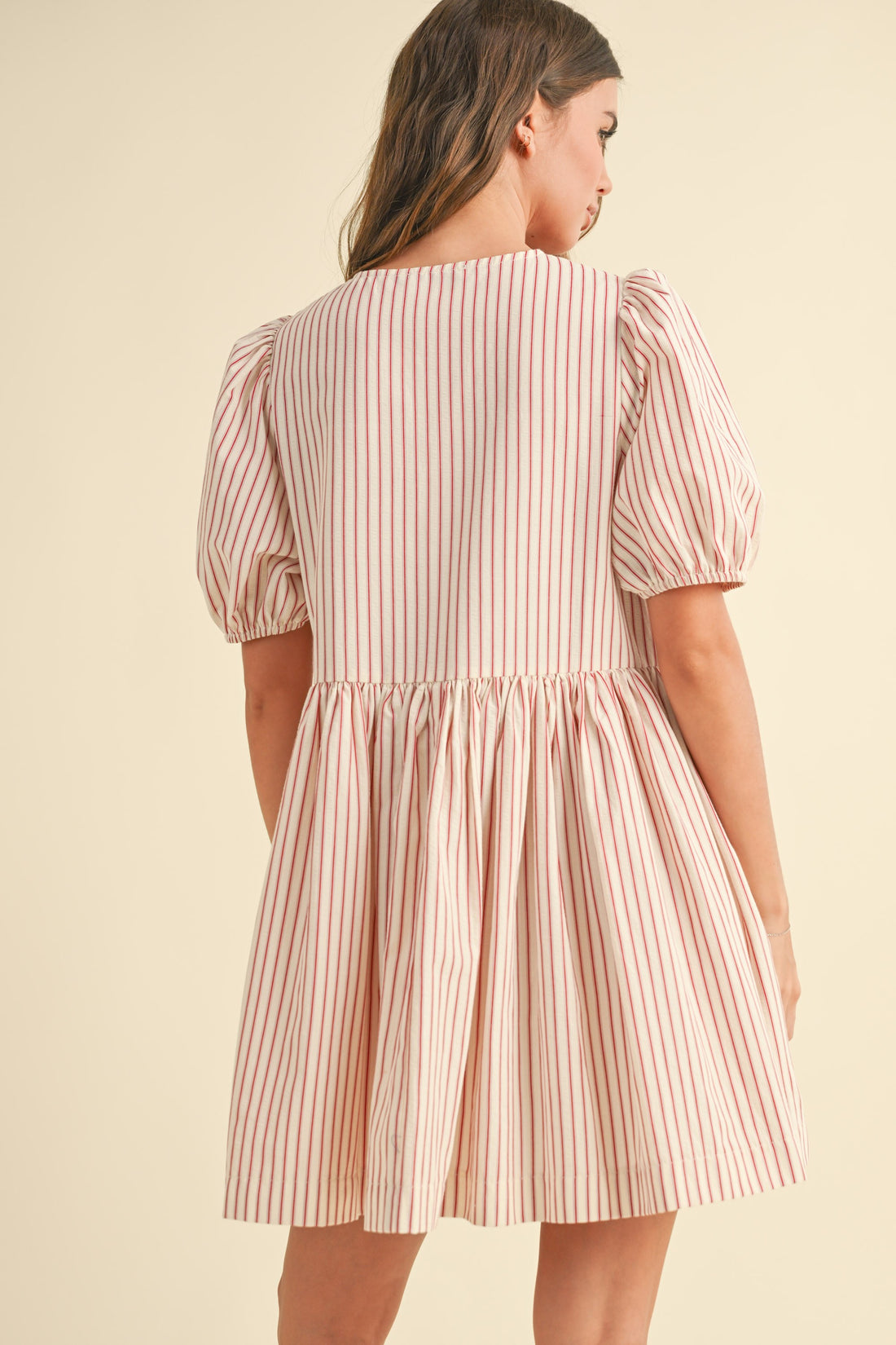 Cute Bow Tie Front Striped Mini Dress