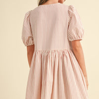 Cute Bow Tie Front Striped Mini Dress