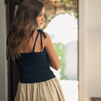 Elegant Two-Tone Balloon Maxi Dress