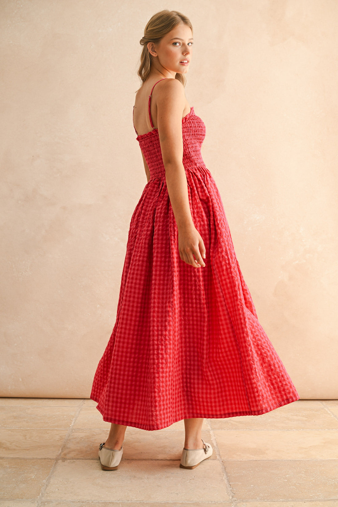 Gingham Smocked Maxi Dress