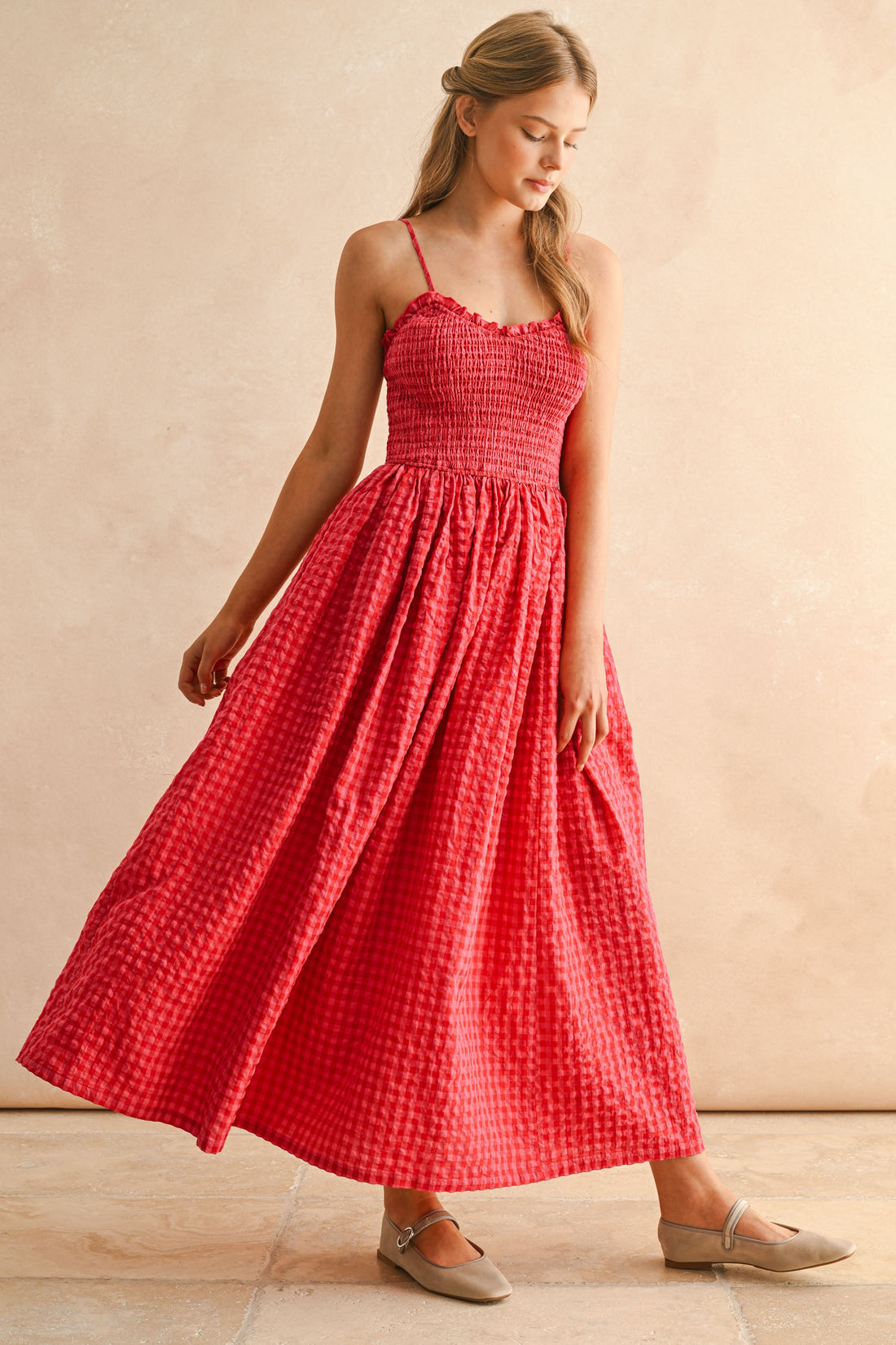 Gingham Smocked Maxi Dress