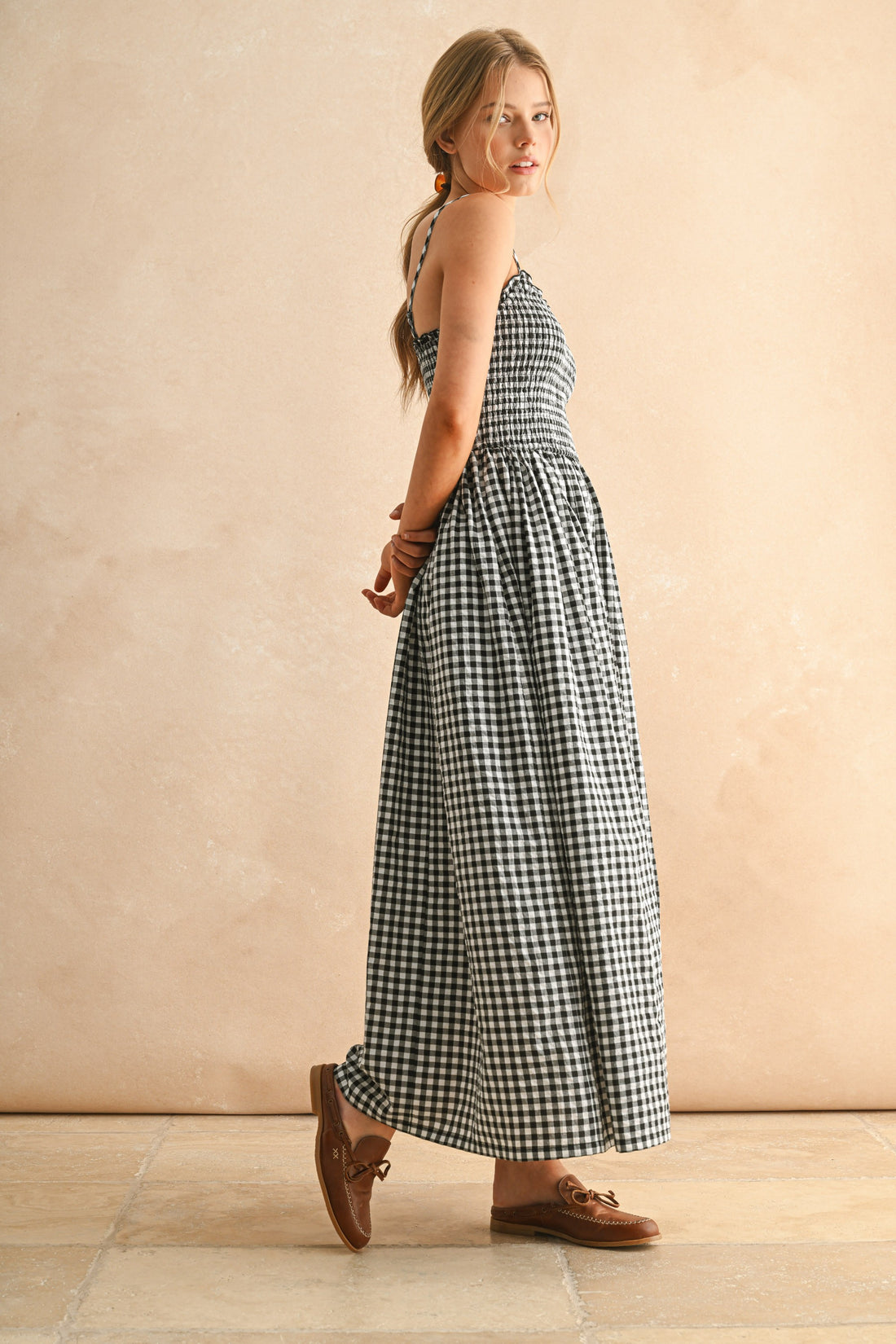Gingham Smocked Maxi Dress
